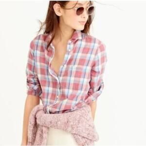 J. Crew Retro Plaid Boy Button Down Size 8